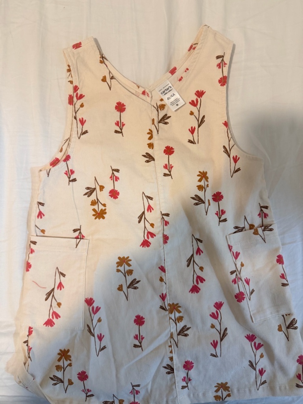 Carter's Cream Floral Dress with Pink and Mustard Accents
